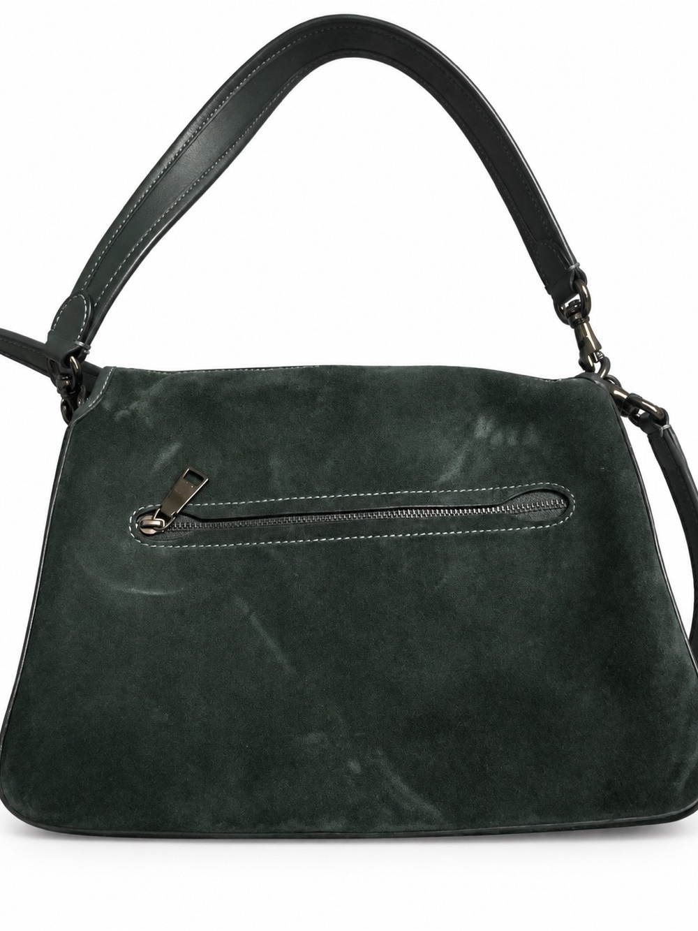 Coach Soft Tabby C5262 Pewter Forest Green Suede Leather Shoulder Bag - Picture 6 of 6
